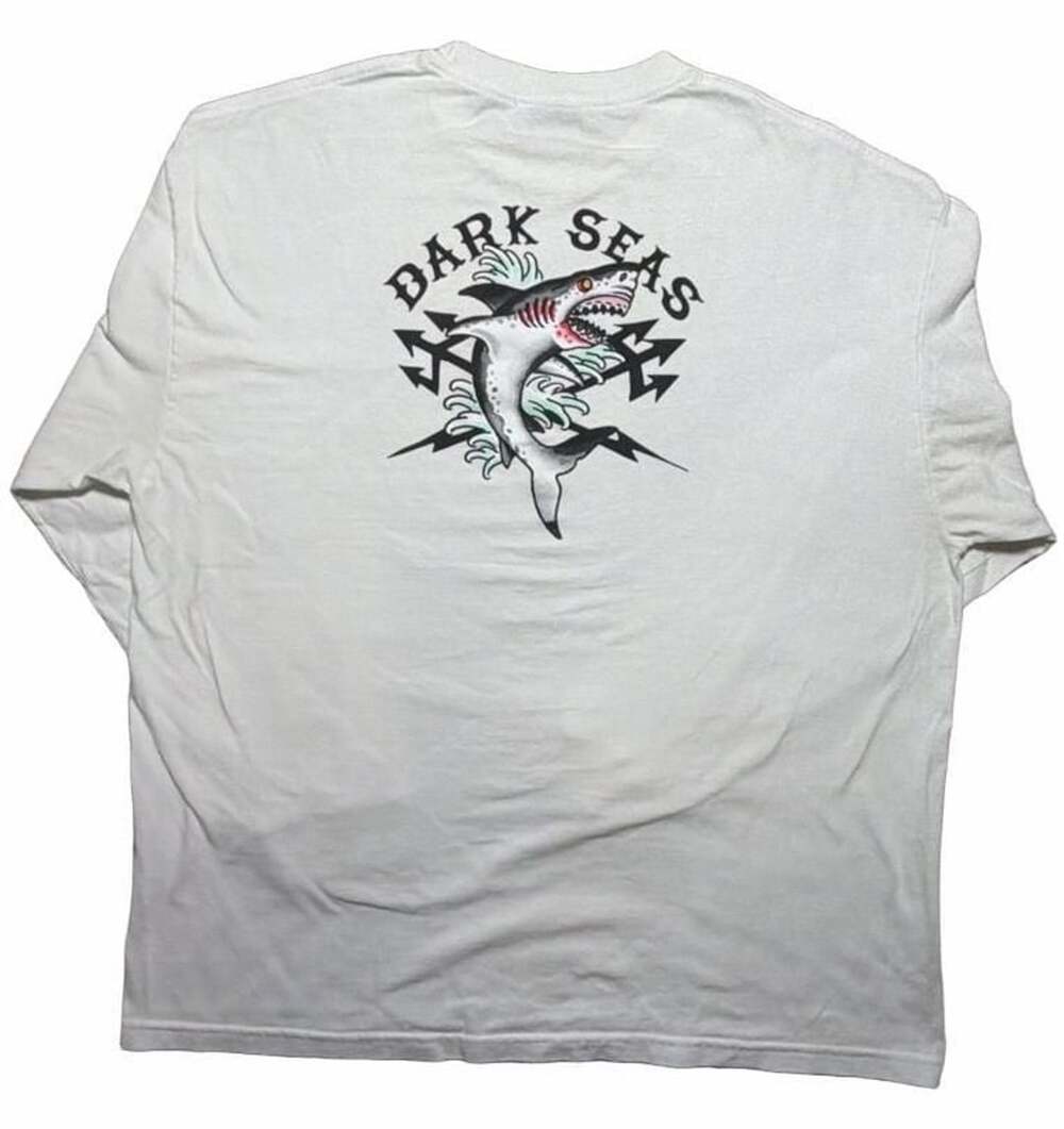 Dark Seas Division White Shark Graphic Long Sleeve T-Shirt XXL